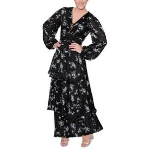 Rachel Rachel Roy Black Monroe Bouquet Floral Maxi Dress Size 10